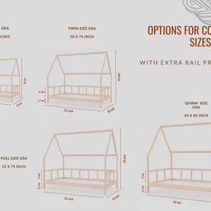 Floor Bed with Rails | Strawberry Canopy | Solid Alder Wood | Toddler Bed Frame | Bedroom Furniture for Kids image 6