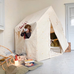 Golden stars teepee tent, playhouse  mat , hand print teepee - Christmas gift