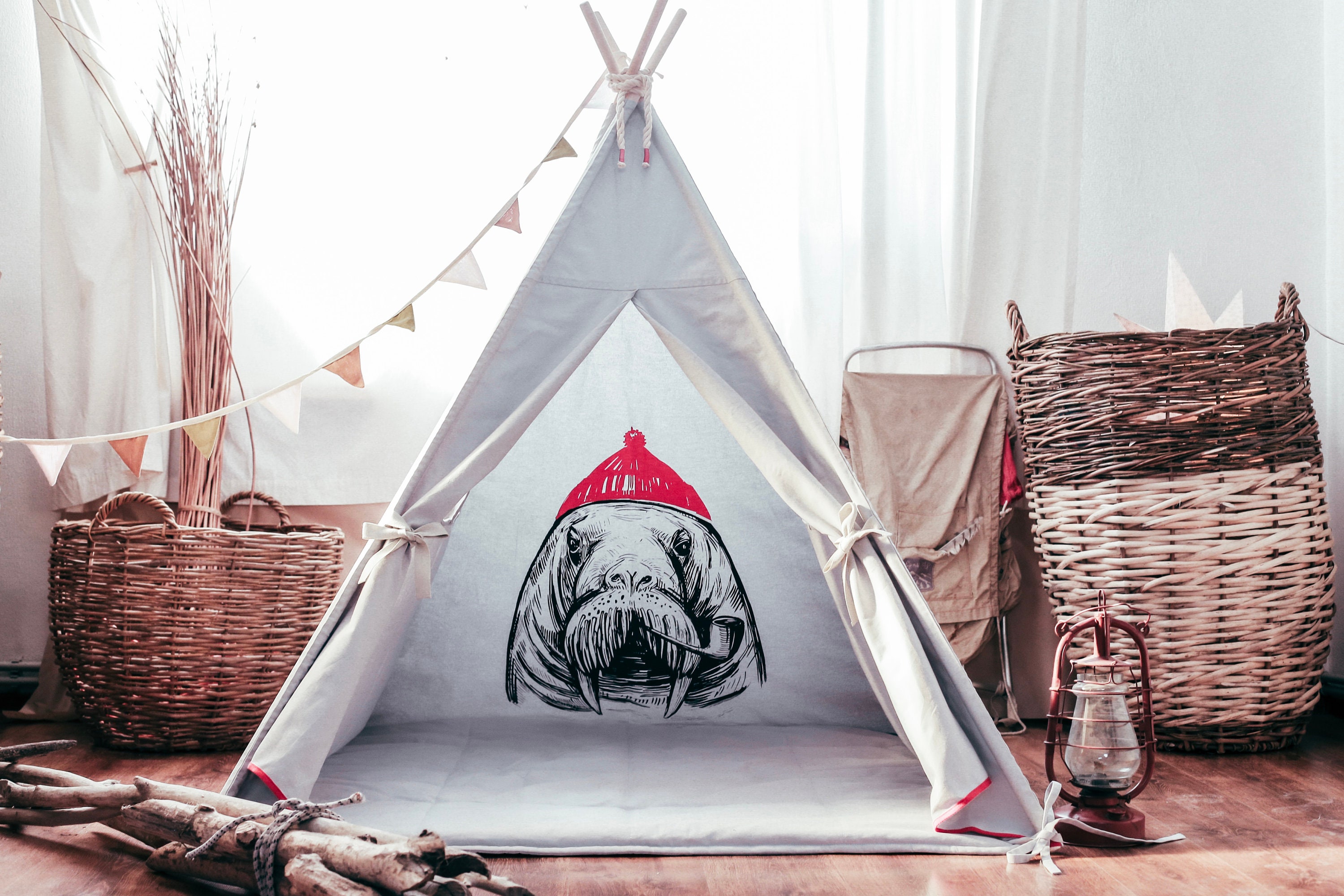 Captain Walrus Teepee kids tent for kids teepee tent | Etsy