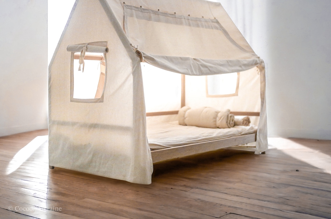 Montessori Canopy for Bed , Toddlers House Bed Toddler Bed Canopy House