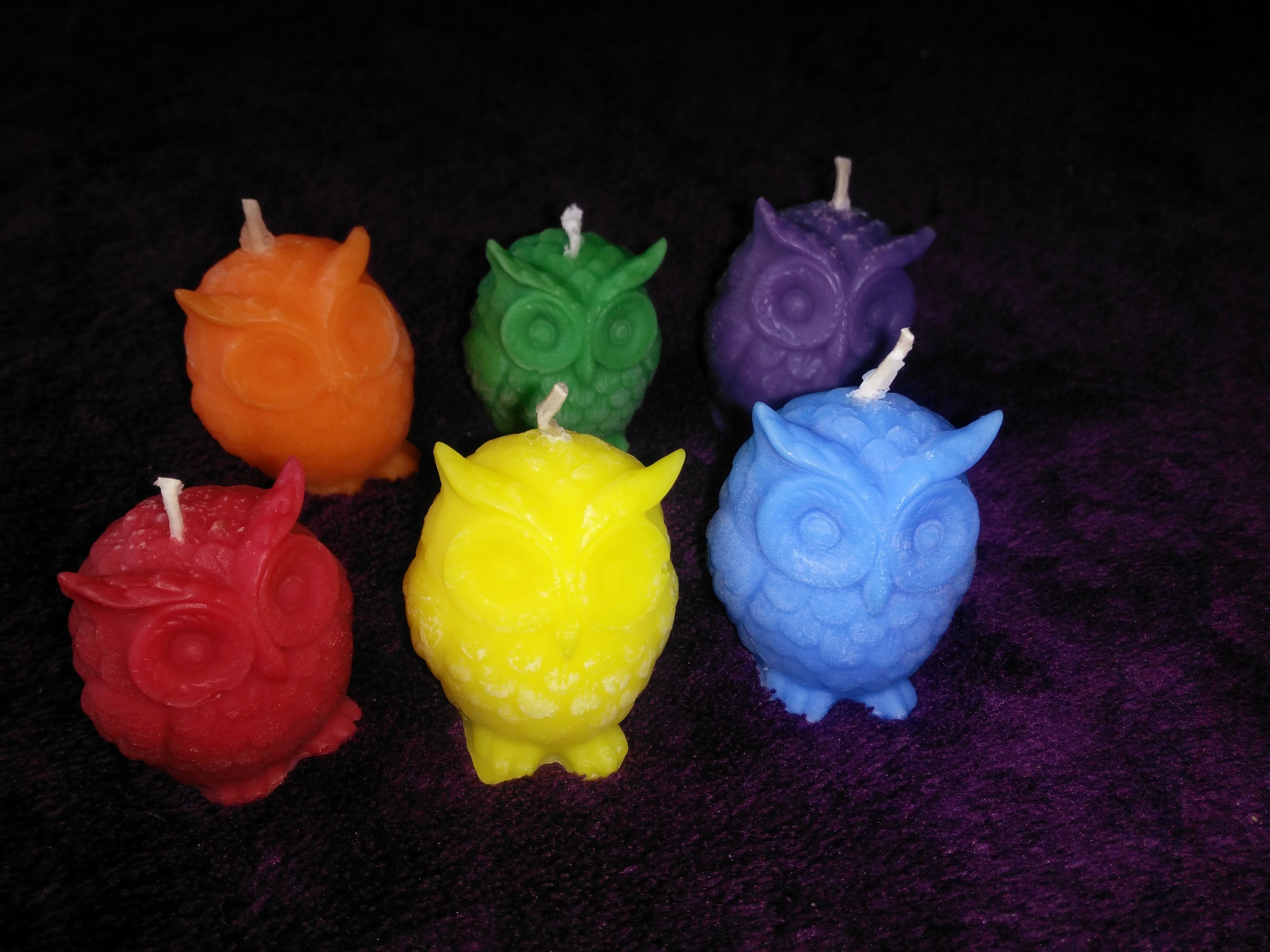 8 x Cute Owl Candles in a gift box. Rainbow colour bird Etsy