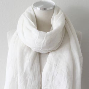 100% Pure Cotton Scarf/Lightweight Gauze/Extra Long Wrap/Ivory White Cotton Scarf/Large White Shawl/Womens Mens Scarf