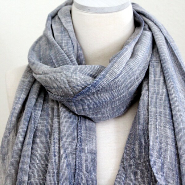 100% Pure Cotton Scarf/Lightweight Extra Long Wrap/Blue, Gray, Beige Cotton Scarf/Large Cotton Shawl/Womens Mens Cotton Scarf/3 for 48