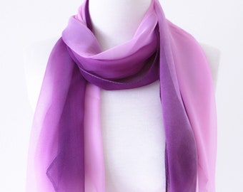 FINAL SALE*//Soft Chiffon Long Wrap Scarves/Violet Gradient Scarf/Purple and Pink Scarf/Spring Summer Scarf/Chiffon Women Gift Scarves