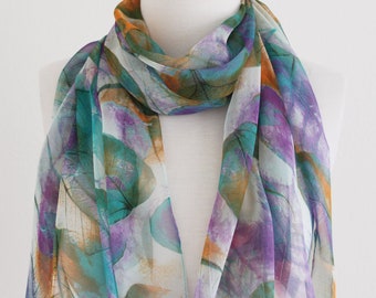 Butterfly Orchid Silk Scarf Chiffon Scarves Lightweight Soft Shawl for Women Girls Ladies Butterfly Orchid Silk Scarf Chiffon Scarves Lightweight Soft Shawl for Women Girls Ladies