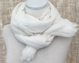 plain white cotton scarf