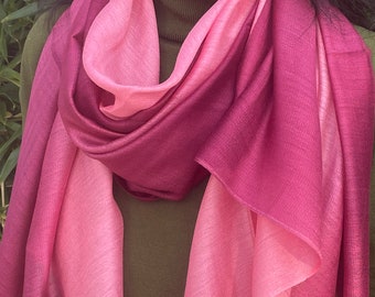 Soft Elegant Long Wrap Scarves/Wine Red/Coral Pink/Gradient/Silk Cotton Scarf/Bridal Shawls/Women Scarves / Unisex Scarves