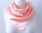 Pearl Pink Square Scarves Soft Silk Head Scarf Scarf Headband Pink Solid Color Retro Vintage Wide Head Wrap Bandanas