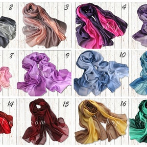 18 Colors/Long Silk Wrap/Soft Gradient Scarves/Bridal Shawls/Silver Yellow Pink Purple Beige Orange/Women Men Scarf/3 for 42 image 3