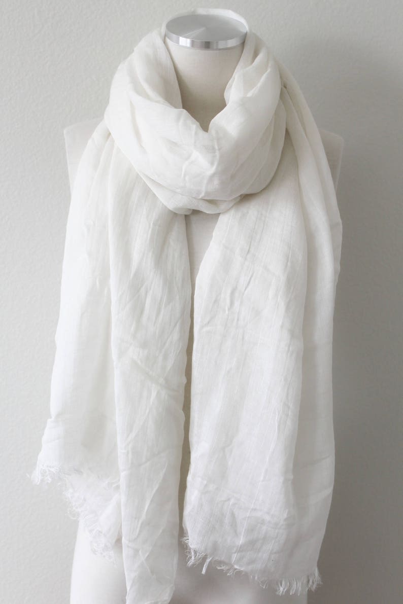 100 Pure Cotton Scarf/lightweight Gauze/extra Long Wrap/ivory Etsy