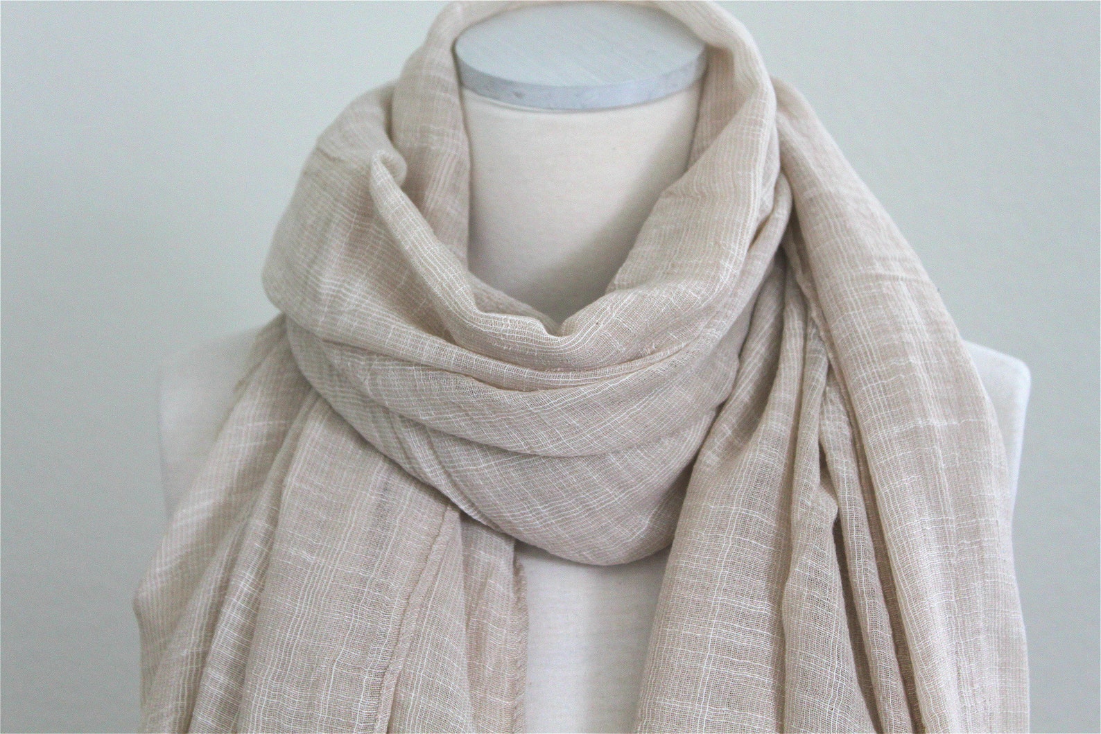 100 Pure Cotton Scarf/lightweight Extra Long Wrap/blue Gray Etsy