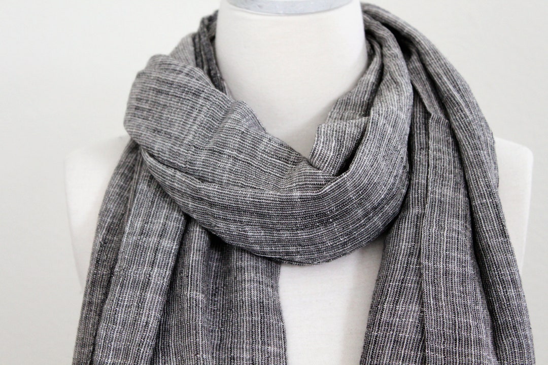 100 Pure Cotton Scarf/lightweight Extra Long Wrap/blue, Gray, Beige
