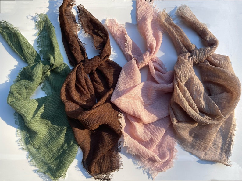 Cotton Blend Fringed Scarves/Soft Cotton Square Head Scarf Wrap/Cotton Hair Scarf/Solid Color Bandanas/Lightweight Gauze Bandana/3 for 29 image 3