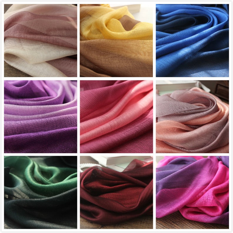 18 Colors/Long Silk Wrap/Soft Gradient Scarves/Bridal Shawls/Silver Yellow Pink Purple Beige Orange/Women Men Scarf/3 for 42 image 9