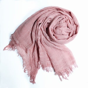 100% Pure Cotton Scarf/Lightweight Gauze/Extra Long Wrap/Ivory White Cotton Scarf/Large White Shawl/Womens Mens Scarf Pink