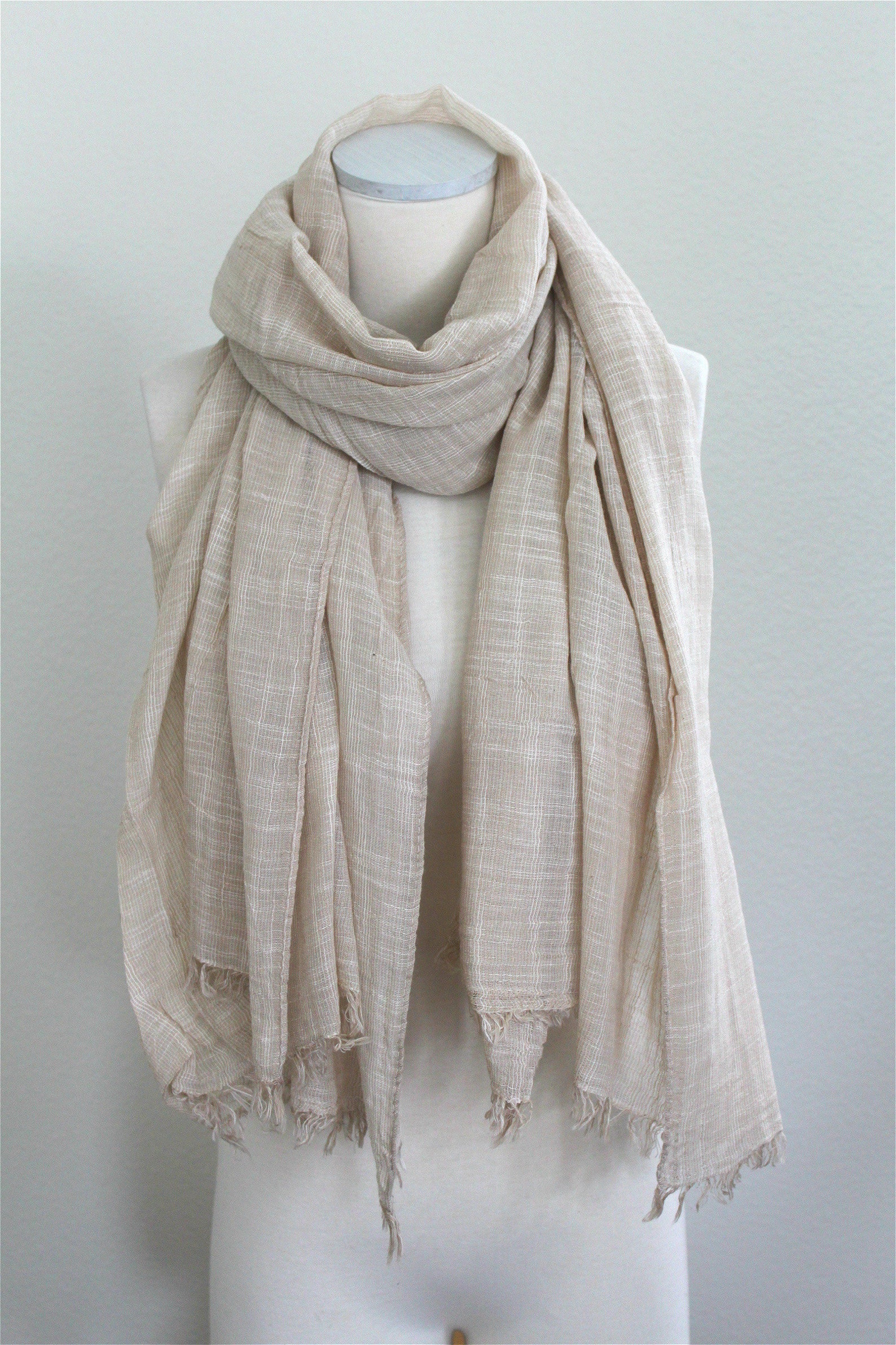 100 Pure Cotton Scarf/lightweight Extra Long Wrap/blue Gray Etsy