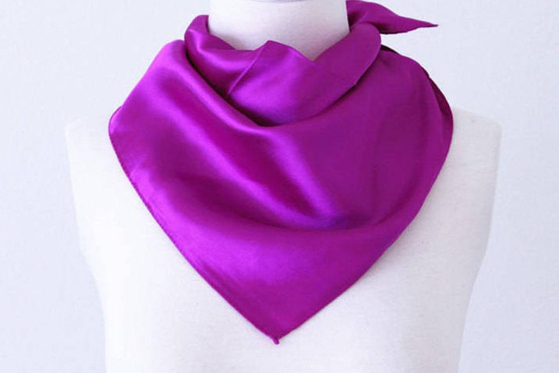 Violet Purple Square Scarves Soft Silk Head Scarf Scarf Headband Purple Solid Color Retro Vintage Wide Head Wrap Bandanas