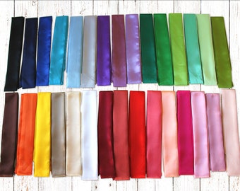 Pick 30 Colors/Satin Silk Blend Skinny Neck Scarf/Solid Color Silky Narrow Scarf/Choker Scarf/4.9 each or 3 for 9.9/Mini Hair Scarf/Headband