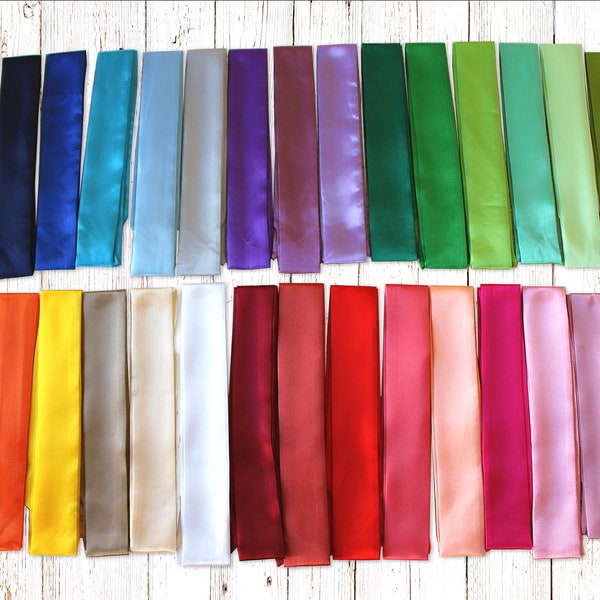 Pick 30 Colors/Satin Silk Blend Skinny Neck Scarf/Solid Color Silky Narrow Scarf/Choker Scarf/4.9 each or 3 for 9.9/Mini Hair Scarf/Headband