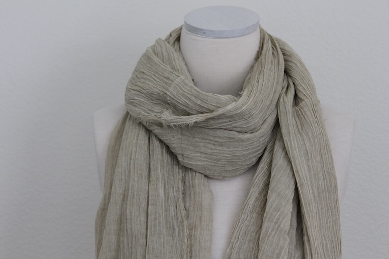 100% Pure Cotton Scarf/Lightweight Gauze/Extra Long Wrap/Ivory White Cotton Scarf/Large White Shawl/Womens Mens Scarf Beige