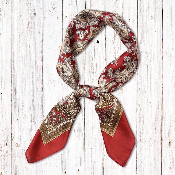 Paisley Print Square Scarves/soft Silk Blend Neck Scarf/neckerchief/gold  and Red/vintage Style Head Wrap /red/blue Paisley Bandana - Etsy Israel
