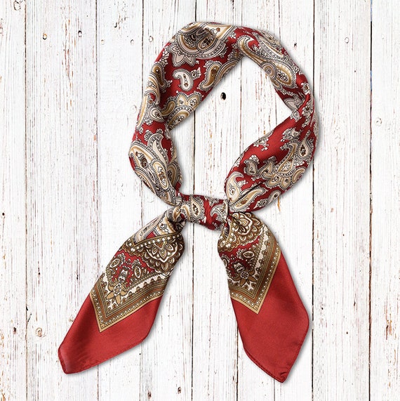 Fashion Paisley Print Square Scarf for Women Neckercheif Satin