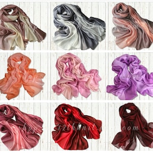 18 Colors/Long Silk Wrap/Soft Gradient Scarves/Bridal Shawls/Silver Yellow Pink Purple Beige Orange/Women Men Scarf/3 for 42 image 4