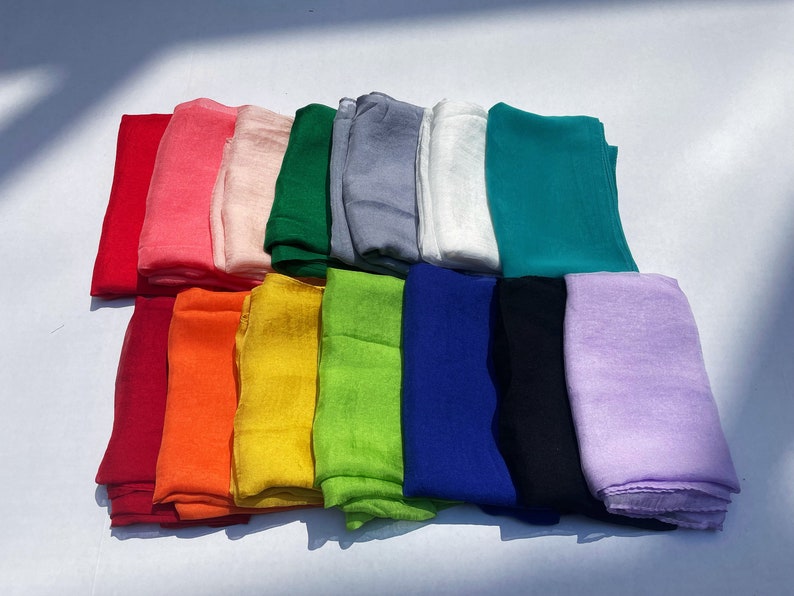 Pick 12 Colors/Chiffon Blend Long Scarf/Solid Color Chiffon Scarf/Chiffon Hair Scarf/Head Wrap/Short Beach Sarong/Shawl/3 for 29.9 画像 1