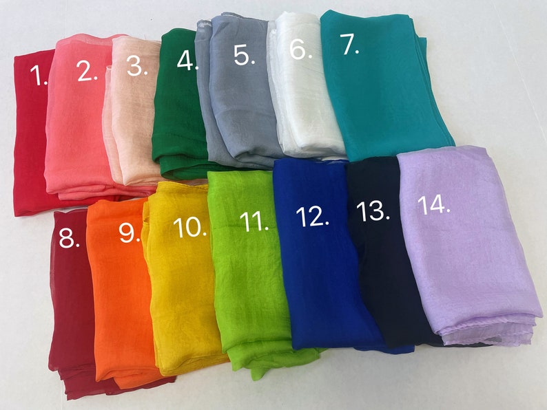Pick 12 Colors/Chiffon Blend Long Scarf/Solid Color Chiffon Scarf/Chiffon Hair Scarf/Head Wrap/Short Beach Sarong/Shawl/3 for 29.9 画像 2