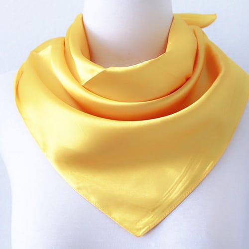 Lemon Yellow Square Scarves / Soft Silk Head Scarf /head Wrap - Etsy