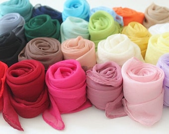 Pick 36 Colors/Chiffon Blend Square Neck Scarf/Solid Color Chiffon Scarf/9.9 each or 3 for 24.9/Chiffon Bandanas/Hair Scarf/Neckerchief