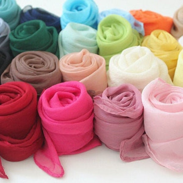 Pick 36 Colors/Chiffon Blend Square Neck Scarf/Solid Color Chiffon Scarf/9.9 each or 3 for 24.9/Chiffon Bandanas/Hair Scarf/Neckerchief