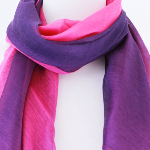 Soft Elegant Long Wrap Scarves/Pink Orchid Gradient /Silk Cotton Blend Scarf/Bridal Shawls/Women Scarves/Unisex Scarves