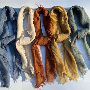 Cotton Blend Fringed Scarves/Soft Cotton Square Head Scarf Wrap/Cotton Hair Scarf/Solid Color Bandanas/Lightweight Gauze Bandana/3 for 29