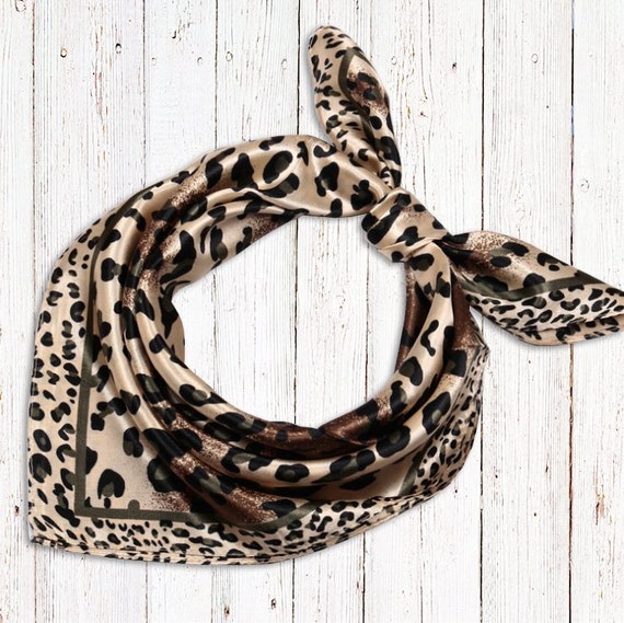 Leopard Print Square Silk Scarf