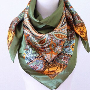 Large Satin Scarf/silky Hair Scarf/paisley Floral 35 - Etsy