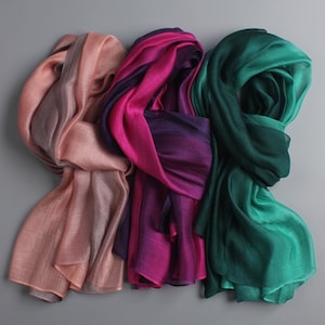 18 Colors/Long Silk Wrap/Soft Gradient Scarves/Bridal Shawls/Silver Yellow Pink Purple Beige Orange/Women Men Scarf/3 for 42 image 1