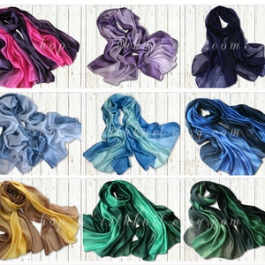 18 Colors/Long Silk Wrap/Soft Gradient Scarves/Bridal Shawls/Silver Yellow Pink Purple Beige Orange/Women Men Scarf/3 for 42 image 5