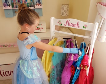 Children's Dressing Up Rail and Shoe Rack - Hand Painted Artwork