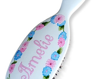 MASON PEARSON Hairbrush - Hand Painted Birth Month flower - NOVEMBER - Chrysanthemum