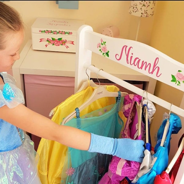 Personalised, Hand Painted Dressing Up Rail and Shoe Rack for Children