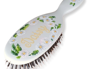 MASON PEARSON Hairbrush - Hand Painted Birth Month flower - APRIL - Daisy