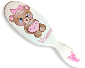 Mason Pearson BN4 Hand Painted Hairbrush – Personalised Teddy Bear Artwork