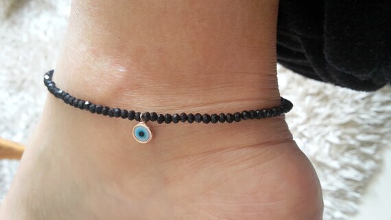 black evil eye anklet