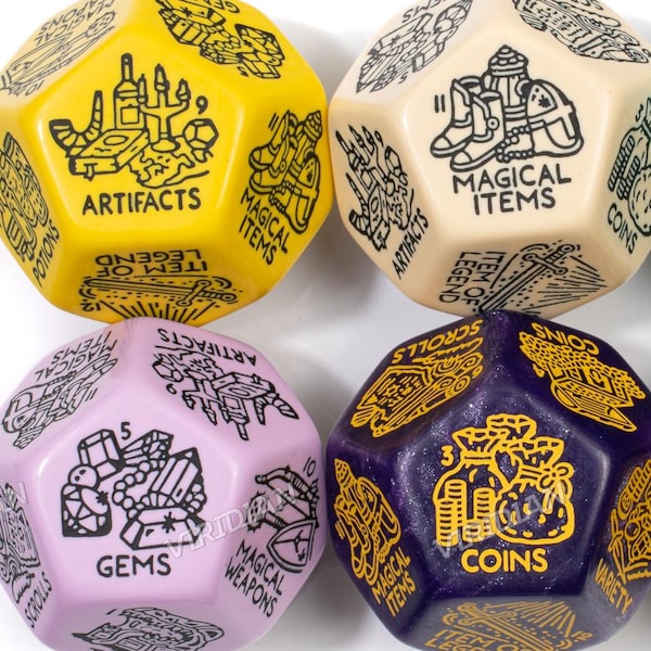 Treasure Generator Die | Random D&D Loot/Reward Trove Dice, 30mm | Giant D12 (1)