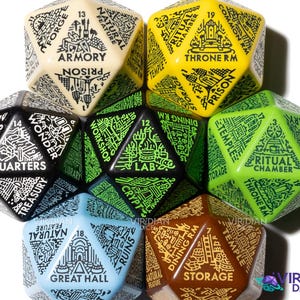 Dungeon Room Generator Die: Acrylic D20 for D&D | Giant D12 (1)