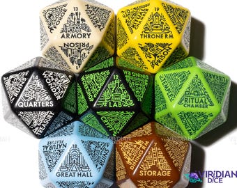 Dungeon Room Generator Die: Acrylic D20 for D&D | Giant D12 (1)