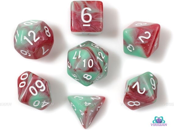 Watermelon Smoothie Pink with Mint Green Glitter Dice dnd Watermelon Smoothie Pink with Mint Green Glitter Dice dnd