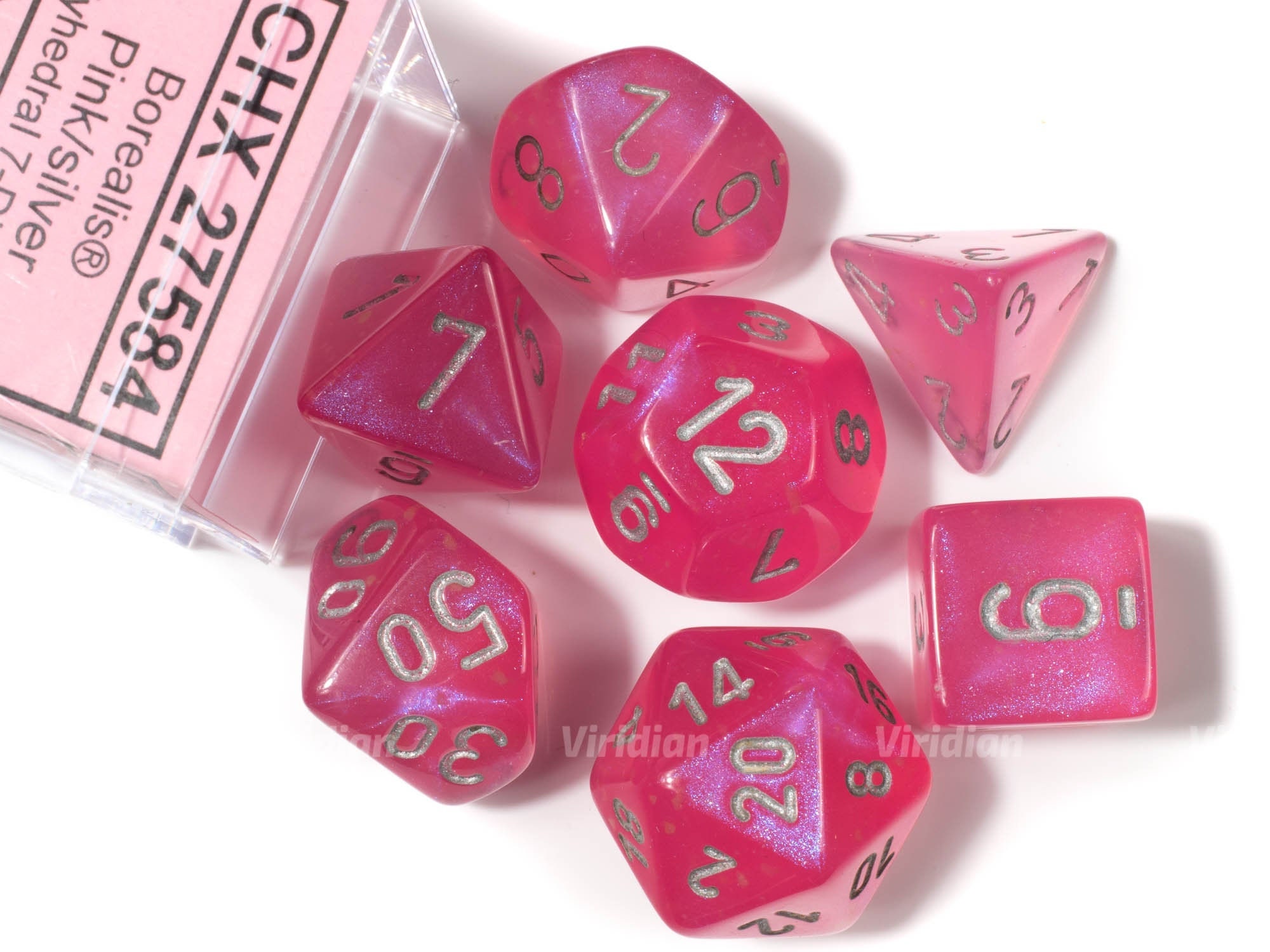 Bargain TTRPG Large 15 Piece Hot Pink Polyhedral Dice Set