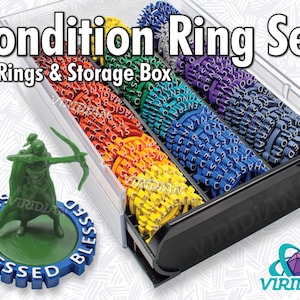 Viridian Condition Rings 72 Status Effect Markers w/ 45 Unique Conditions Dungeons and Dragons DnD As Seen On Critical Role Ring Set & Box